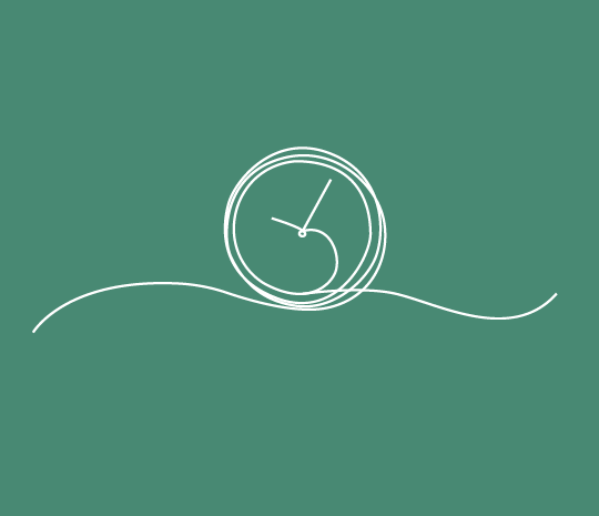 Bild med illustration av klocka för öppettider